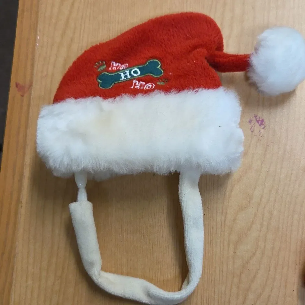 Xs Christmas puppy dress,‎ scarf, Hat And Stocking